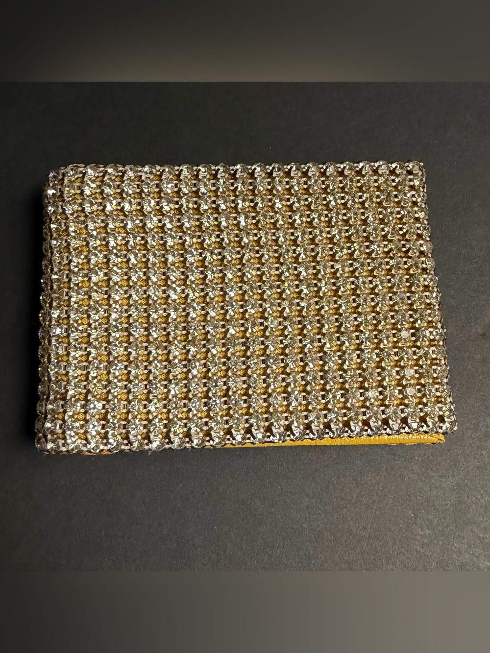 Miss Albright Sparkling Rhinestone Bifold Wallet – Gold/Silver with Yellow Inter